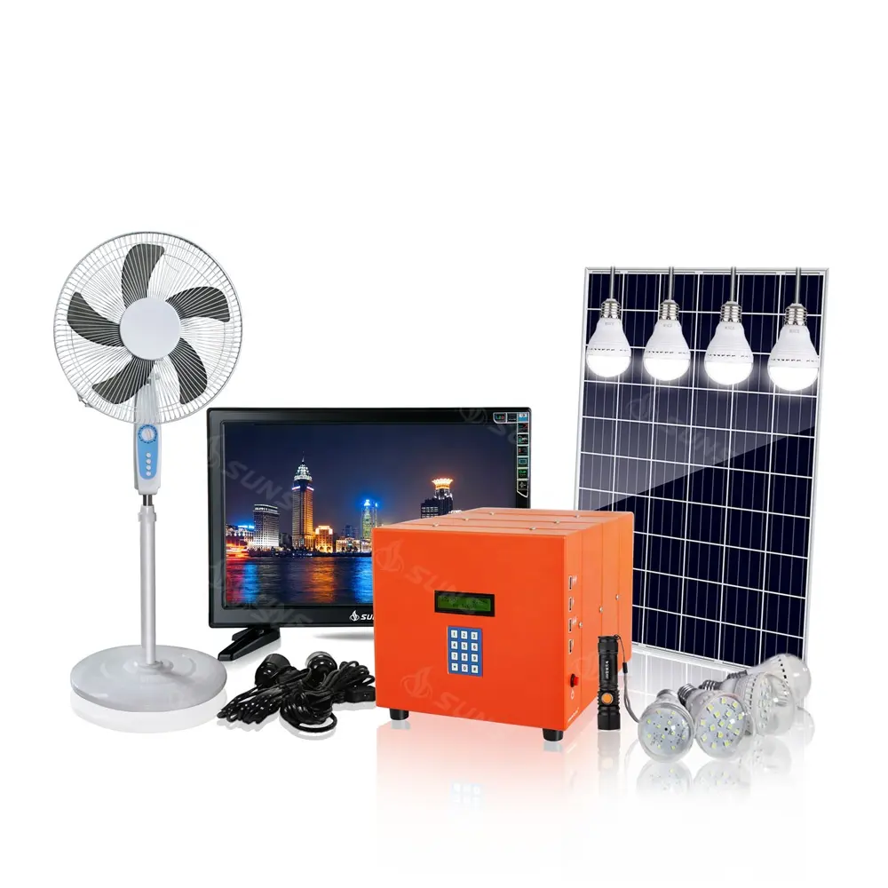 Kit di illuminazione per pannelli solari prepagati per uso domestico con accessori per luci cc sistema di energia solare da 80W dal produttore cinese