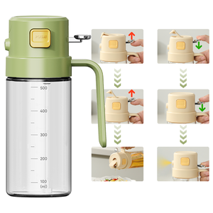 Bouteille Huile 500ml 2 en 1 Verseur Vaporisateur Interrupteur Une Main Bocal Sauce Verre Borosilicate pour Cuisine Salade - Product Image 1