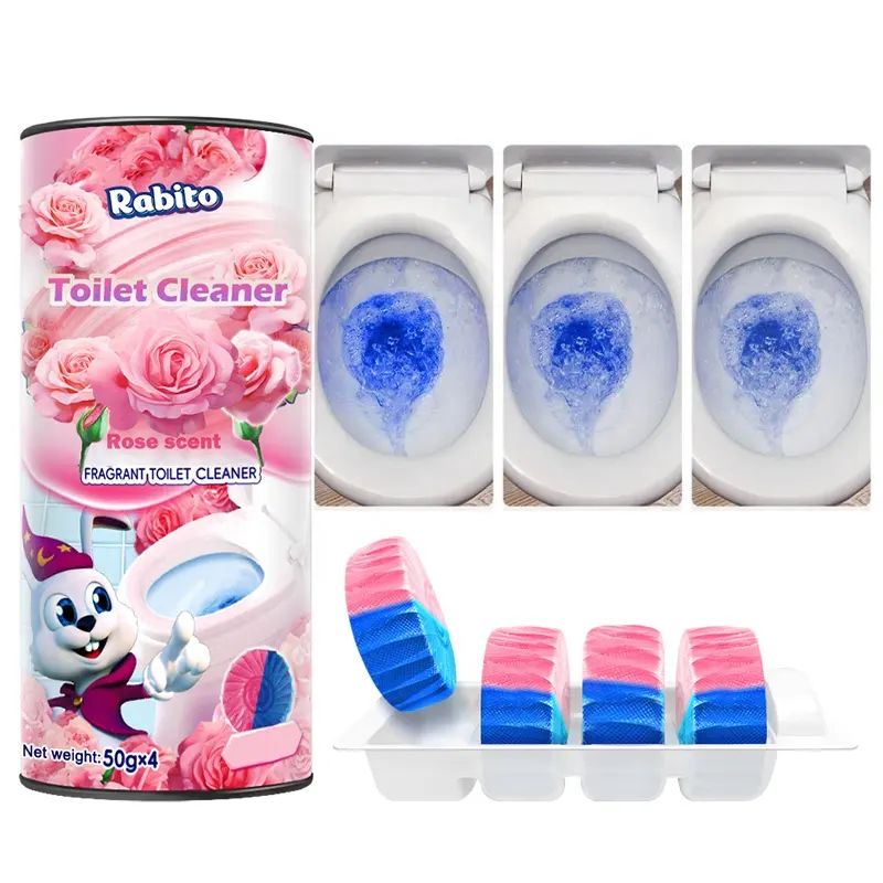 Nettoyant pour blocs de toilettes au parfum de rose 2 en 1 Déodorant rapide et efficace Nettoyant pour cuvette de toilette