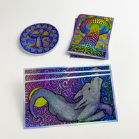 Autocollants holographiques en vinyle imperméable, impression personnalisée de logo, adhésifs, décoration laser arc-en-ciel, étiquettes hologrammes découpées, pack d'autocollants