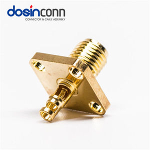 Connecteur SMA femelle droit <span class=keywords><strong>2</strong></span> 4 trous Bride carrée Plaqué or standard <span class=keywords><strong>3</strong></span>,5 mm Connecteur SMA pour antenne TV Câble à souder - Product Image 3