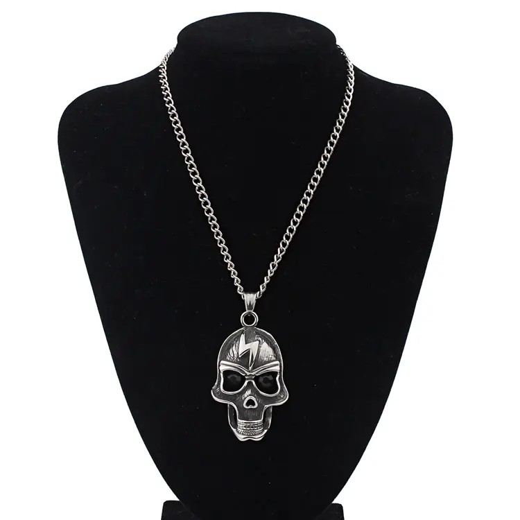 Right Grand Rock Men's Jewelry Skull Head Ghost Stainless Steel Punk Necklace