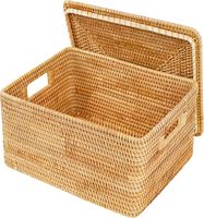Panier à linge personnalisé en osier naturel Panier à linge décoratif Boîte Panier de rangement en rotin tissé à la main du Vietnam avec couvercle