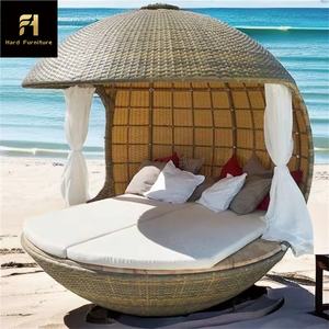 Best Selling Portable Round <strong>Outdoor</strong> <strong>Daybed</strong> Wicker Rattan <strong>with</strong> <strong>Canopy</strong> for Patio Beach Villa Use - Product Image 1