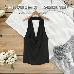 Women's Elegant Summer Tank <b>Top</b> Casual Slim Fit Hot Girl Design Scoop Neck Halter Strap Sleeveless Backless Eco-Friendly 100% - Product Image 2