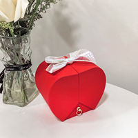 Kotak Hadiah Bentuk Apel Mewah Dengan Mawar Dekoratif Abadi, Kotak Perhiasan Dua Laci untuk Hari Valentine, Hari Ibu, Hiasan Meja Rumah