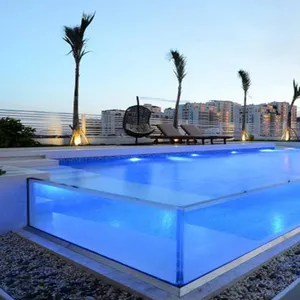 高品质英特尔游泳池透明亚克力玻璃矩形游泳池户外游泳