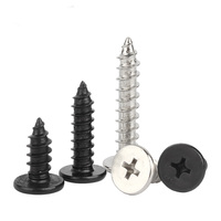 Vis à bois métriques en acier inoxydable 304, finition noire, à tête fraisée plate à profil bas, à empreinte cruciforme CA, autotaraudeuses, classe 4.8