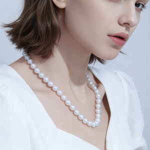 <span class=keywords><strong>Collar</strong></span> <span class=keywords><strong>de</strong></span> <span class=keywords><strong>Perlas</strong></span> <span class=keywords><strong>de</strong></span> Agua Dulce Casi Naturales <span class=keywords><strong>de</strong></span> 7-8 mm, Plata <span class=keywords><strong>de</strong></span> Ley S925, Gran Brillo, Estilo Clásico/Elegante, para Uso Diario - Product Image 2