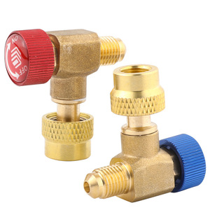 Vanne de sécurité en laiton à 90 degrés pour la charge de réfrigérant de climatisation, pour R410A R22, avec bouton rouge - Product Image 2