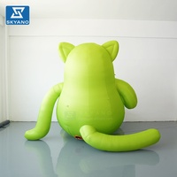 Modèle de chat vert gonflable géant personnalisé pour la publicité commerciale en extérieur, les événements, la décoration des centres commerciaux, les accessoires de présentation