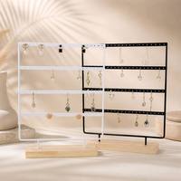 Support de présentation pour boucles d'oreilles en métal personnalisé avec base en bois, présentoir à bijoux multi-niveaux pour comptoir de magasin et organisation à domicile