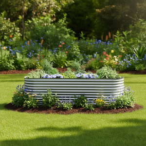 Fioriera rialzata in acciaio zincato grigio 157,5 x 31,5 x 31,9 pollici per piantumazione esterna - Product Image 2