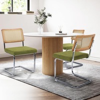 Ensemble de 4 chaises de salle à manger modernes Cesca Cane, dossier en rotin tissé à la main, pieds en métal, assise rembourrée en polyester, respectueuses de l'environnement
