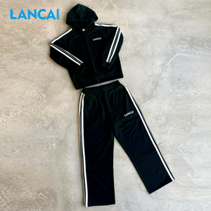 Lancai Custom <b>Polyester</b> <b>Tracksuit</b> Track Suit Zip up Jackets and Pants Oversized Blank High Quality Sweatsuit Jogging Suits - Product Image 1