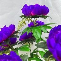 Bouquet de pivoines artificielles en soie, fausses fleurs de pivoine avec feuilles vertes pour vase de maison, arrangement floral de style chinois, décoration