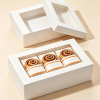 Caja de Papel para Envasado de Alimentos con Impresión Personalizada, Caja de Regalo de Cartón Blanco Reciclable con Tapa para Aperitivos, Galletas y Productos de Panadería
