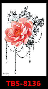Autocollants Tatouages Instantanés pour Filles, Motifs Fleur Noire et <span class=keywords><strong>Rouge</strong></span>, Décalcomanies Adhésives - Product Image 2