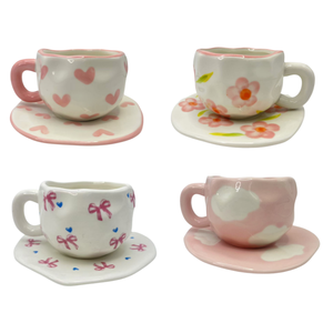 Ensemble de tasses à café en céramique irrégulières, faites à la main, au design unique, avec motifs personnalisables – Vente chaude directe usine - Product Image 5