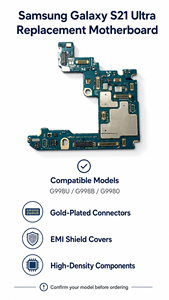 เมนบอร์ดแท้เปลี่ยนแทนของเดิม สำหรับ Samsung <span class=keywords><strong>S21</strong></span> G991B S22 Plus <span class=keywords><strong>S21</strong></span> <span class=keywords><strong>Ultra</strong></span> G998B 128gb 256gb ไม่ผ่านการซ่อม - Product Image 2