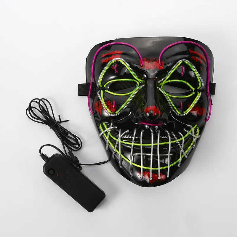 El Wire Mask Halloween Kids Diy Dragon Face Light Up Full Black Plastic Custom Party Alien Scary For Children Transparent Masks