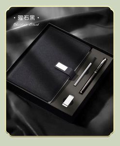 Custom Logo Luxury <b>Refillable</b> Stationery <b>Pen</b> Notebook Gift Set Business Blue Vegan Leather Magnetic Note Book A5 Journal Box Set - Product Image 5