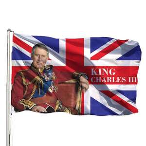 Gahumi <span class=keywords><strong>rey</strong></span> británico Carlos III bandera coronación 2024 banner impreso personalizado publicidad 3X5 bandera ceremonia celebración - Product Image 2