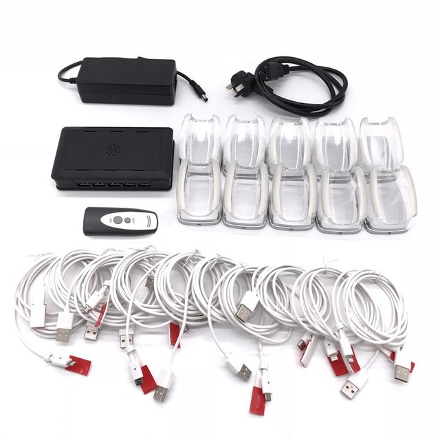 6 8 10 Ports Cell Phone Security Stand Anti-theft System Tablet Alarm Box Display Holder