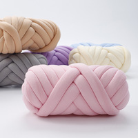 Factory Price Wholesale 100% Polyester Handmade Super Chunky Thick Tube Yarn Dyed Hand Knitting Yarn