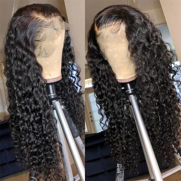 100% Raw Indian Hair Natural Colored Water Wave Lace Front Wigs Human Hair HD Lace Frontal Wig Pre Plucked with Baby Hair