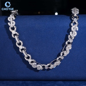 <b>Iced</b> <b>Out</b> Dollar Sign Cuban Link Necklace Full Moissanite Bling Hip Hop Miami Cuban <b>Chain</b> for Men Women Diamond Jewelry - Product Image 5