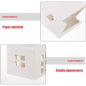 Boîte à friandises durable en carton blanc <span class=keywords><strong>bricolage</strong></span> en forme de maison creuse élégante avec poignée de ligne rouge Halloween charmante boîte à bonbons pour magasin - Product Image 3