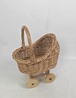 Panier de rangement tressé en osier 27x20xH36cm pour poupées et jouets en peluche, chariot de pique-nique pour enfants avec pieds démontables, idéal pour les séances photo