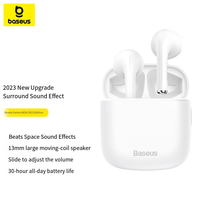 Écouteurs sans fil Baseus W04 2023 d'occasion, son stéréo, écouteurs Bluetooth avec suppression du bruit pour le sport, la musique, la salle de sport, l'entraînement