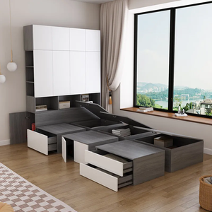 Base de Cama de Madera Maciza Personalizada con Compartimentos de Almacenamiento Extraíbles para Dormitorios Contemporáneos - Product Image 1