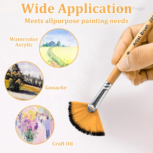 5 pinceaux à manche en bois pour artiste, acrylique, aquarelle, <span class=keywords><strong>huile</strong></span>, gouache, <span class=keywords><strong>peinture</strong></span>, débutant, usage professionnel, emballage en blister - Product Image 4