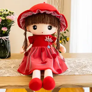 Good Gifts For Girls Soothing Sleeping Dolls Lovely Dressed Hat Skirt Stuffed Girl Doll Plush Toys