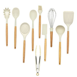 Utensilios de cocina para el hogar de alta calidad, utensilios de cocina de silicona, utensilios de cocina antiadherentes, espátula con mangos de madera - Product Image 1