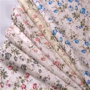 Wholesale Pyjamas Fabrics Floral Rose Printed 100% Organic Dyed Cotton Fabric Pure Poplin Cotton Fabric