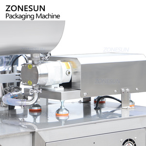 Machine de remplissage et de scellage automatique verticale ZONESUN ZS-FS510U avec pompe à rotor servo pour sauces et pâtes en sachets, avec trémie de mélange - Product Image 3