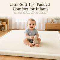 Soft Coral Velvet Living Room Rug Carpet 1.3" High Elastic Memory Foam Baby Crawling Play Mat Water-repellent Non-slip