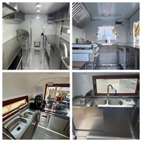 Camion de restauration mobile carré à 4 roues en acier inoxydable T3 ORANGE, entièrement équipé pour la vente de café, de glaces, de sandwichs et de pizzas
