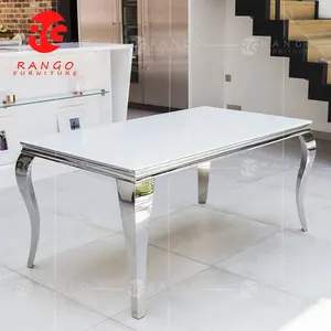 PG001 Modern Furniture Legs Marble Top Dining Tables Designs Stainless Steel Metal OEM Key Glass Gray Glod Packing Room