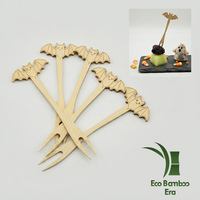 Vleermuisvormige bamboe fruitvorkjes Halloween feest buffet servies dessert cocktailprikkers FDA LFGB standaard