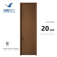 UL Listed 60 Min Fire Rated Wooden Door Modern Interior Timber Fireproof Door Single Leaf Walnut Flush Door for Hotel Apartment