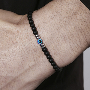 Bracelet Hip Hop Unisexe Personnalisé en Malachite Naturelle 4mm, <span class=keywords><strong>Pierre</strong></span> <span class=keywords><strong>de</strong></span> <span class=keywords><strong>Lave</strong></span> et Perles Œil <span class=keywords><strong>de</strong></span> Tigre, avec Œil du Démon Bleu, pour Prière et Yoga - Product Image 2