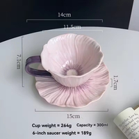 Ensemble tasse à café et soucoupe en porcelaine à motif floral, style américain, cadeau d'affaires exquis, emballage en boîte couleur, marque VT, compatible micro-ondes et lave-vaisselle