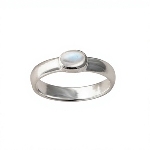 Bague en argent sterling 925 avec sertissage clos, pierre de lune arc-en-ciel, tendance, chrétienne, faite à la main, antique, fine - Product Image 1