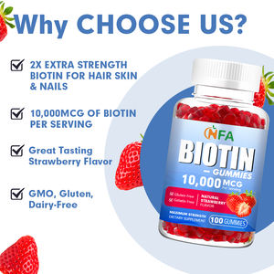 MOQ más bajo Beauty Gummy Candy Sin gluten 2X Fuerza extra para soporte de metabolismo 10000mcg Biotin Gummies - Product Image 3