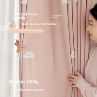Rideau occultant épais en chenille rose nuageux et moelleux, motif dessin animé, pour chambre d'enfants garçons et filles, hiver